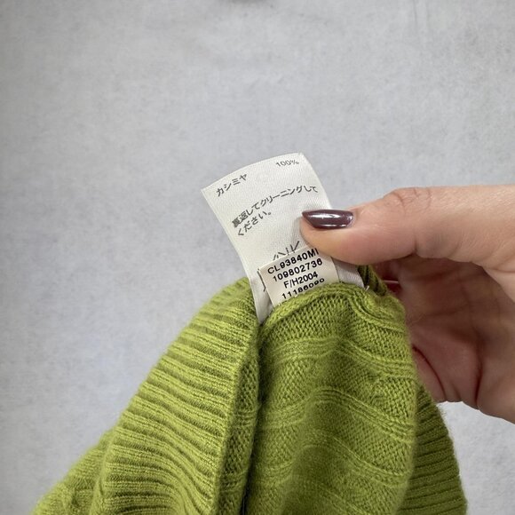 Classiques Entier Sweater Womens Small Green 100% Cashmere Cable Knit Crewneck - Picture 5 of 9